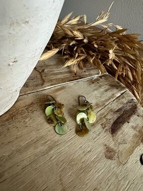 Boho Coastal Green Natural Shell Earrings